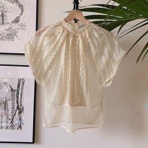 Vintage 50s Organza Scalloped Blouse